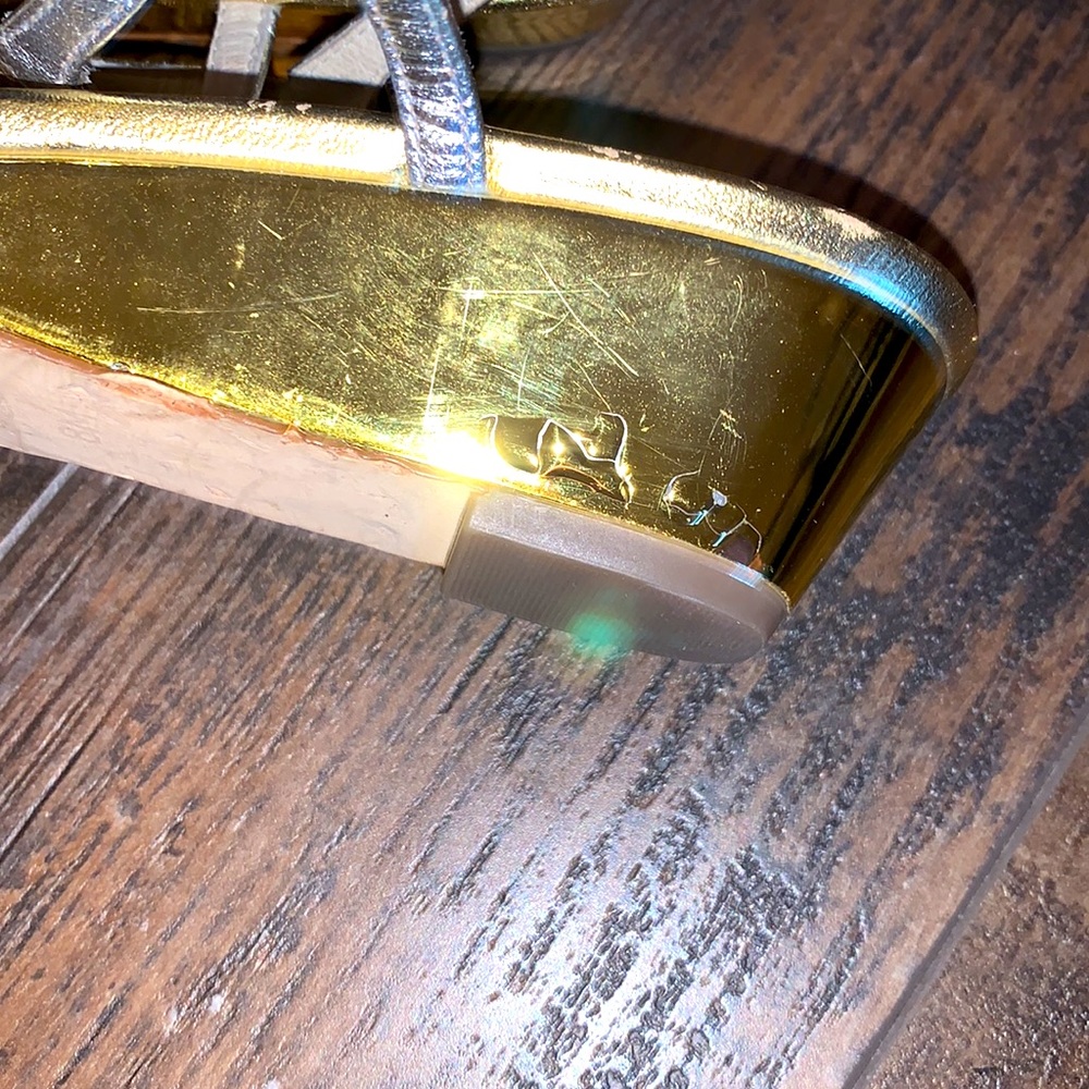 Michael Kors Gold Metallic T-Strap Sandals - Picture 4 of 4